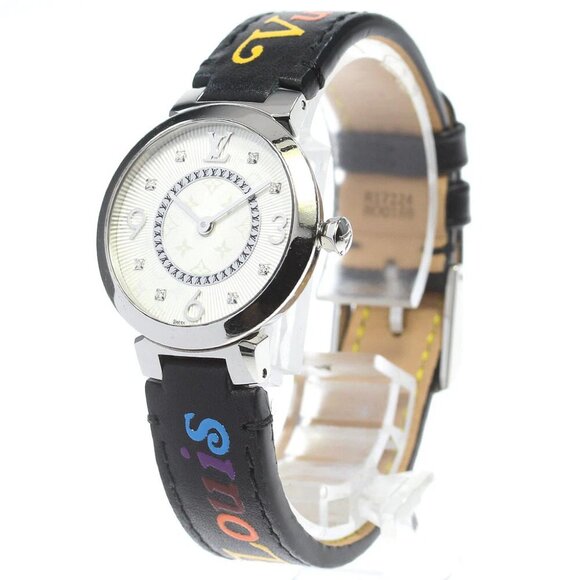 LOUIS VUITTON Tambour slim 8P diamond Silver Dial Quartz Ladies - Picture 2 of 6